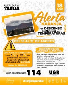 ¡ALERTA NARANJA POR DESCENSO BRUSCO DE TEMPERATURAS!