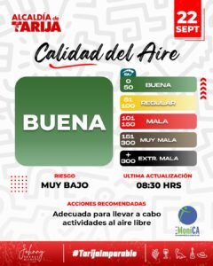 Tarija hoy registra buena calidad del aire