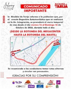 Municipio informa sobre el cierre de la avenida Integración desde el viernes al domingo